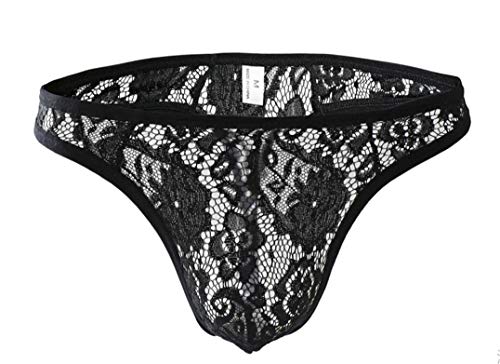 Kwelt Hombre Sexy Tanga Ropa Interior Erotica Encaje Ropa Interior de Encaje Transparente Slip Tanga de Hilo para Hombres