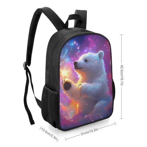 Polar Bear And Stars Travel Backpack Casual Daypack Shoulder Bag with Adjustable Shoulder Straps for Hiking2