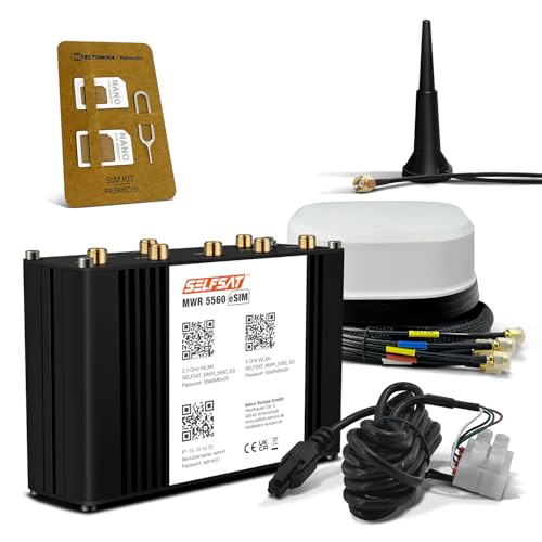 SELFSAT MWR 5560 eSIM 5G Cat 20 Router WLAN hasta 3,4 Gbps con antena SATCO 5G blanca