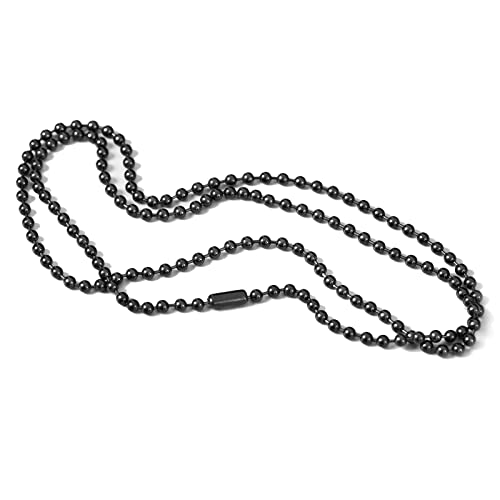 Pure Titanium Material Chain Silver Ball Necklaces For Women Rustproof Adjustable Decorative With Beautiful Packaging (4.0Mm-Black, 24Inch) #TOP15