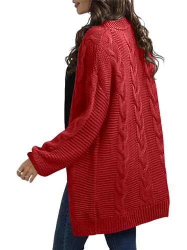 Image of Womens Oversized Chunky Open Front Cardigan Sweaters Cable Knit Long Sleeve Cardigans Outwear Coats