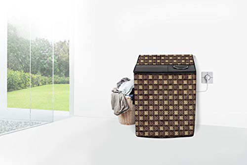 Image of Stylista Washing Machine Cover Compatible for Godrej 12 KG Semi-Automatic Top Loading WSAXISVX1205.0SN3TGPGR, Basketweave Pattern Brown