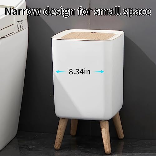 Image of WanWanKa Trash can 2.6 Gallon，Dsektop Garbage can 0.5 Gallon (2 Pieces) Mini Trash can with Press top Lid, Nordic Modern Waste Basket, Office, Outdoor，Dog Proof Trash can(White)