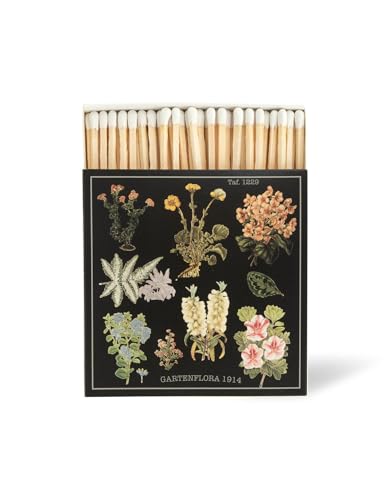 Curator Home Regalo de lujo Cerillas de seguridad largas I Caja de cerillas cuadrada elegante (Floral)