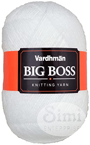 Image of Bigboss White 400 GMS Wool Ball Hand Knitting Wool /Art Craft Soft Fingering Crochet Hook Yarn, Needle Knitting Yarn Thread Dyed-R Art-AAA