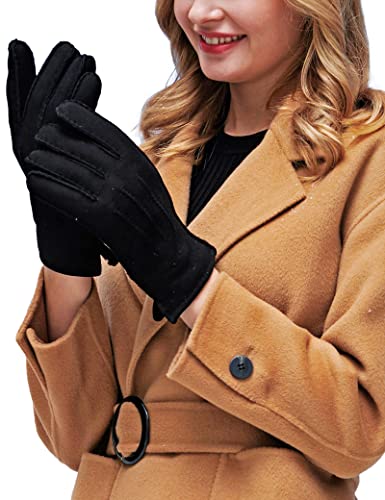 Women's YISEVEN Merino Lambskin Shearling Leather Gloves