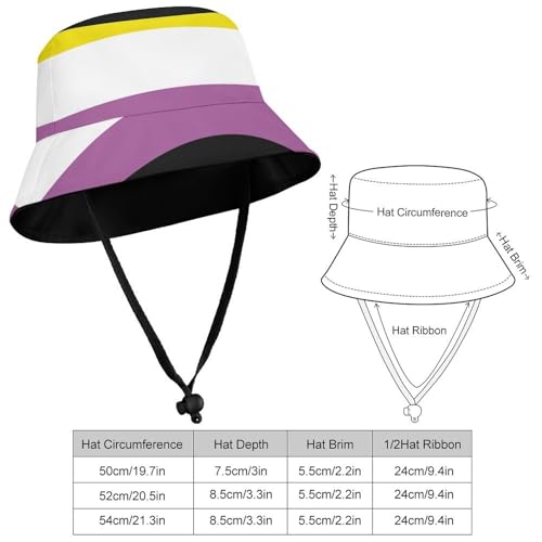 Non-Binary Pride Community FlagChildren's Bucket Hat for Boys and Girls, Breathable Summer Beach Hat52cm2