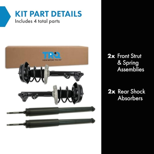 Image of TRQ Front and Rear Complete Strut Assembly & Shock Absorber Kit Complete Strut & Coil Spring Assembly Compatible with 2002-2007 Mercedes-Benz C230 2001-2005 C240 2006-2007 C280 C320 C350