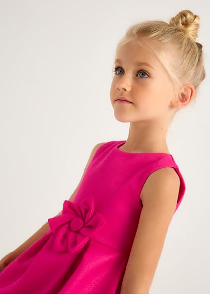 Mayoral Abito Vestito Elegante Satinato Cerimonia Bambina 5 Anni - 98 cm Color Magenta con Scollo Posteriore