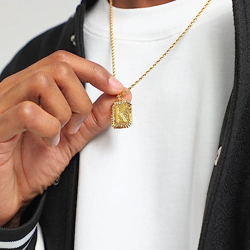 ASUWISH Gold Initial Necklaces for Men and Women, 18K Gold Plated Letter A-Z Cross Pendant with Adjustable Rope Chain, Letter Necklace for Women and Men2