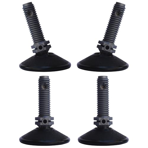 cyclingcolors 4X Tornillos Niveladores con articulación Esférica M10 Pies de Nivelación Plástico Ajuste con Patas Ajustables Mueble Silla Lavadora 150Kg MAX, Ø32mm