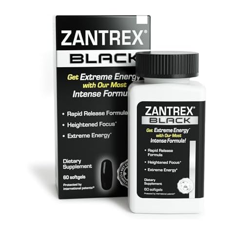 Zantrex Black - High Energy Supplement - 300MG Natural Caffeine - Yerba Mate, Damiana, and Guarana, 60 Softgels Cover