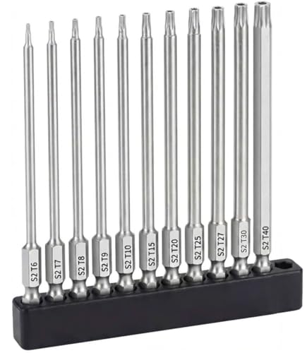 11 Piece Security Torx Bit Set (T6-T40), 1/4 Inch Hex Shank S...