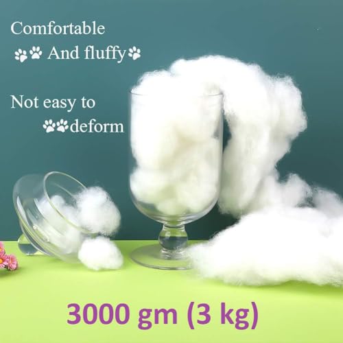 Image of Soft 3 Kg Fiber, Racron Polyester Synthetic Cotton Filling for Cushion, Pillow, Teddy Bear, Toy Stuffing (3 Kg, Pure Virgin Fiber, White) (Vacuum Packed)