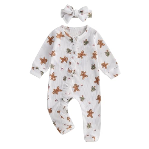 Image of YINGISFITM Baby 3 6 Months Girl Clothes Newborn Onesie Ruffle Long Sleeve Ribbed Romper Jumpsuit One Piece Hospital Outfit