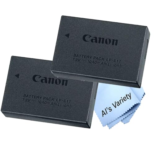 2-Pack Canon LP-E17 Lithium-Ion Battery Pack for Canon EOS & Mirrorless Cameras including Canon EOS 77D, M3, R50, R100, M5, R8, M6 Mark II, R10, RP, Rebel T8i, T7i, T6i, SL3, SL2 (Bulk Packaging)