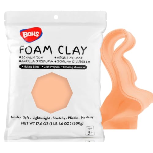 Image of BOHS Foam Clay, Peach Air Dry Modeling Clay, 1.1 lb | Soft, lightweight; crack-free finish; EVA and polystyrene foam details; cosplay props, figurines, fake bakes and slime making