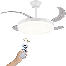 LUMIKING Ceiling Fan with LED Light 72W Retractable and Silent – Lamp with Folding Blades, 3 Light Shades (3000-4000-6000K), 6 Speeds, Memory, Summer Winter Mode, Ø108 cm