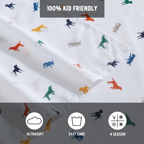 Image of Eddie Bauer Kids - Full Sheet Set, Ultra-Soft Microfiber Bedding with Fully Elastic Fitted Sheet, Kids Bed Set with Pillowcases, Easy Care Bedding (Buddy the Dog)