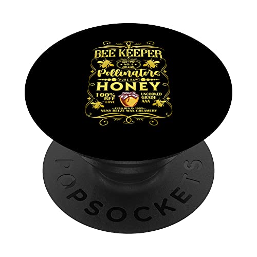 Bee Keeper Pollinator Pure Raw Honey 100% Bee Love Bee PopSockets Swappable PopGrip, Black