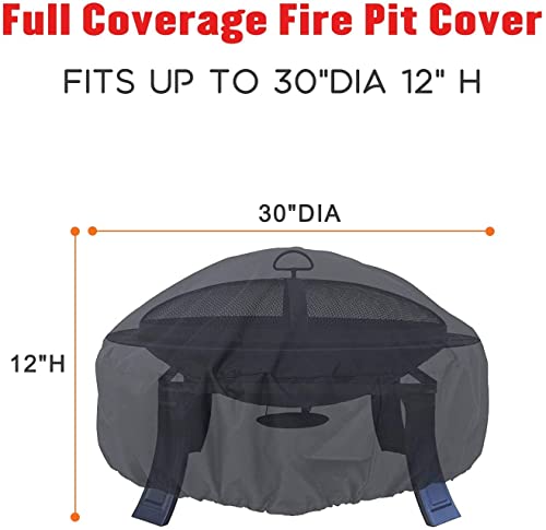 Round Fire Pit Cover - 600D Heavy Duty Waterproof 30 Inches Patio Firepit Bowl Cover, All Season Protection Outdoor Firepit Cover For Small Firepit Or Fire Bowl #TOP1