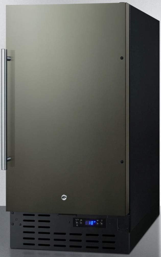 Summit SCFF1842KS 18"" Built-in or Undercounter Freezer with 2.7 cu. ft. Capacity Frost Free Operation Digital Thermostat and Adjustable Chrome Shelves in Black Stainless Steel