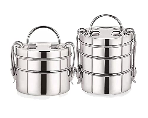 Image of BLeaf Stainless Steel-5 Container Lunch Box /Tiffin Box-Food Grade 5 Tier (650ml)