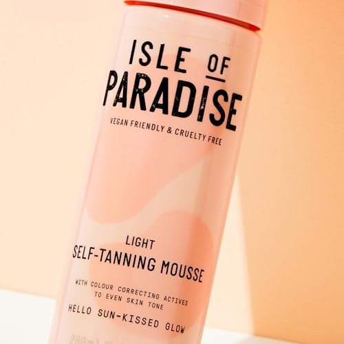 Isle of Paradise Self-Tanning Mousse, Light - Color Correcting Tanning Foam with Grapefruit, Chia Seed, and Avocado Oils - Streak-Free, Even Glow - Vegan and Cruelty Free - 6.76 fl. oz