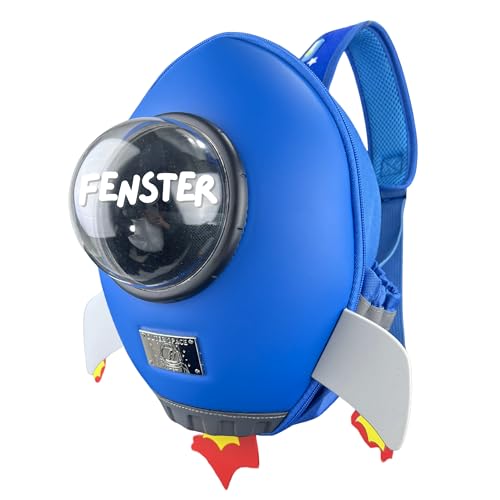 HECKBO Kinder Rucksack mit Rakete Astronaut Weltall Motiv 3D Flügel und Feuer - Kindergarten, Schule & Freizeit - Jungen Mädchen Tasche, Sportrucksack, Sportbeutel