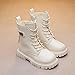 Girls Lace Up Ankle Boots Leather Combat Riding Boots Fashion Waterproof Side Zipper Punk Goth Booties 4-12 Years