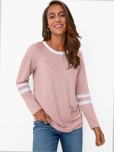 Image of AUTOMET Womens Color Block Long Sleeve Shirts Oversized Crewneck Casual Top
