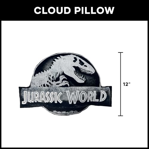 Image of Northwest Jurassic World Stone Logo Cloud Pillow 12 inch - Plush Dinosaur Stuffed Toy for Kids & Adults, Soft Bedroom Decor, Gift for Boys & Girls