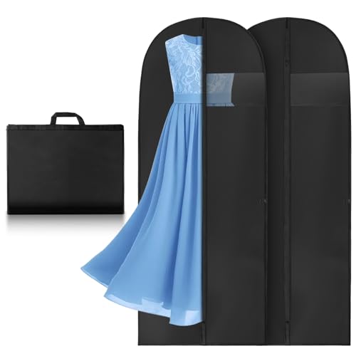 Vicloon Housses de Vêtements, 2PCS Housses de Protection pour Vêtements Transparent avec à Main Housses à Vêtements Lavable Anti-Poussière avec Zip pour Chemise Costumes/Manteaux (60 * 180cm)