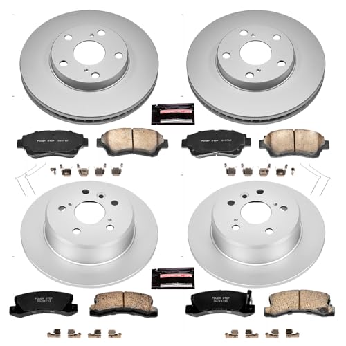 Image of PowerStop Front and Rear Brake Kit for Lexus ES300 1992-96 | Toyota Camry 1992-96 - Fully-Coated Disc Rotors with Z17 Ceramic Brake Pads Replacement, CRK2776