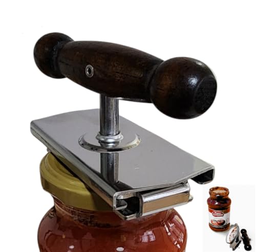 AriesMu Oak Wood Handle Jar Opener - Stainless Steel Adjustable Lid Opener for Weak Hands