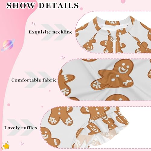 Christmas Gingerbread Man Girls Long Sleeve Swimsuit UPF 50+ Rashguard Swimwear One Piece Bathing Suit 212210853