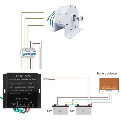 Zestaw generatora wiatrowego z regulatorem ładowania, pionowy sprzęt do wytwarzania energii elektrycznej, generator wiatrowy 400 W - trójfazowy alternator z magnesami trwałymi do systemów