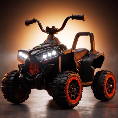 Image of Baybee Monstro Baby Electric Bike for Kids | Rechargeable Balance Bikes with LED Lights, USB, Music & Backrest | Beach ATV Dirt Bikes | 6V Battery Operated Kids Bike for 2-5 Years Boys Girls (Black)