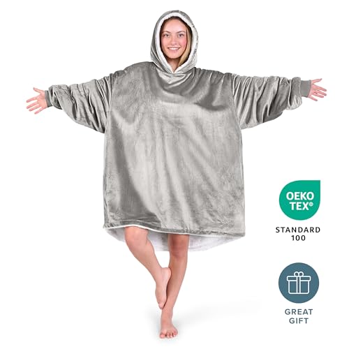 Image of Bare Home Wearable Blanket Hoodie - Soft Plush Sherpa - Warm and Cozy - Oversized Wearable Blanket