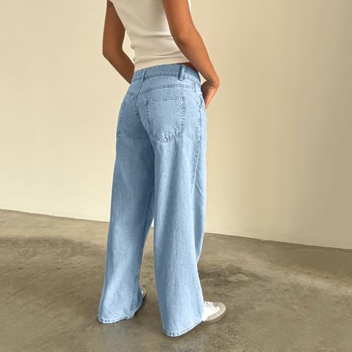 fanmpghleoo Pantalones Vaqueros para Mujer Low Rise Baggy Jeans for Women Trendy Y2k Wide Leg Jeans Lounge Denim Pants4