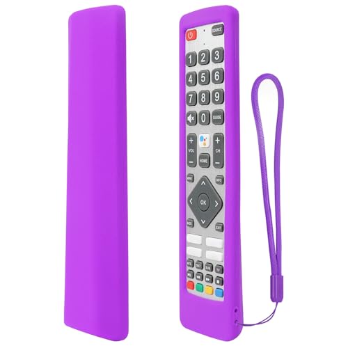 Custodia Remota silicone Solo per Sharp TV 24BI6EA 32BI5EA 40BI5EA 55BL5EA Telecomando Copertura Lavabile Antiurto - Viola ma con bagliore bianco al buio