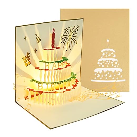 OFFCUP Biglietto di Auguri Pop Up 3D, Biglietti d'auguri Compleanno, Biglietto di Auguri di Compleanno con Musica e Luce, Biglietto di Auguri Musicale con Busta per Donne Madri Bambini Amici