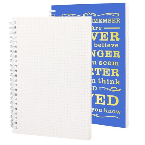JOHSBYD 2Pcs Spiral Dotted Notebook,Inspirational Gifts A5 Dot Grid Spiral