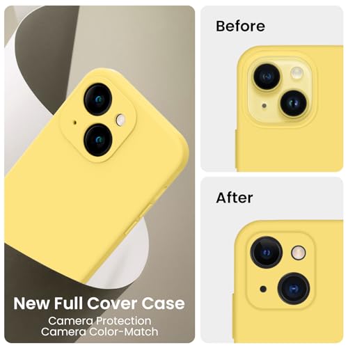 Image of FireNova Designed for iPhone 14 Case, Silicone Upgraded [Camera Protection] Phone Case, Soft Anti-Scratch Microfiber Lining Inside, 6.1 inch, Yellow
