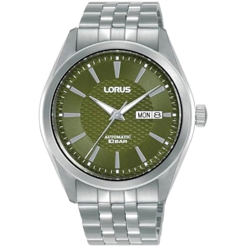 Lorus Herren Analog Automatik Uhr mit Edelstahl Armband,Silber/Grün