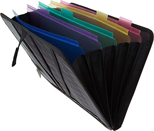 Case It 5-Tab Binder Accessory, 5-Colored Tabbed, 6 Pocket Expanding File, Fits Any Standard 3 Ring Letter Size Binder, Additional Zippered Mesh Pockets For Pen Storage, Acc-21, Black #TOP3