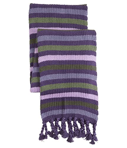 Pact Cozy Knit Fringe Scarf Currant Cabin Stripe One Size #TOP1