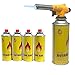 Blow Torch Head Butane Weed Burner Auto Ignition Welding Gas Flamethrower for Cooking, Catering Culinary, Blower Crafts, Camping BBQ & Fire Starter (Torch Head+4 Canisters)