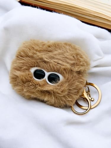 Image of SE HUB Airpods Pro 2 Case Cover Keychain for 2Nd Generation Fur Eye Design Shock Proof 360-degree Protection Case Cover Soft Skin Silicone Compatible 3D Design Headphones Case (Instagram)- Brown