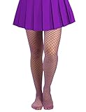 Lastclream High Waisted Fishnet Tights for Women Sexy Fishnet Stockings Full Footed Fishnet Sheer Pantyhose Plus Size (Purple)